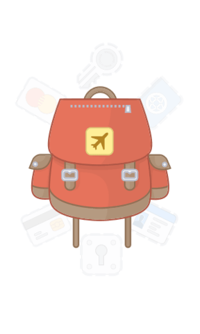 Backpack containing 1Password items