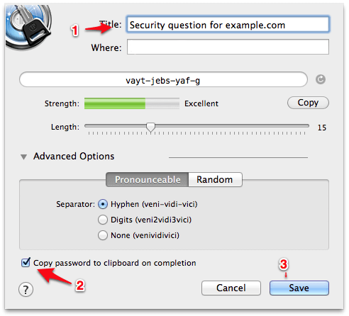 Generate and Copy a new password