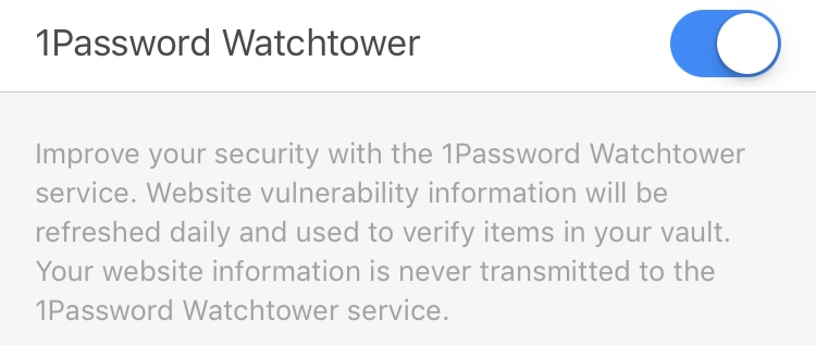 Turning on Watchtower in iOS.