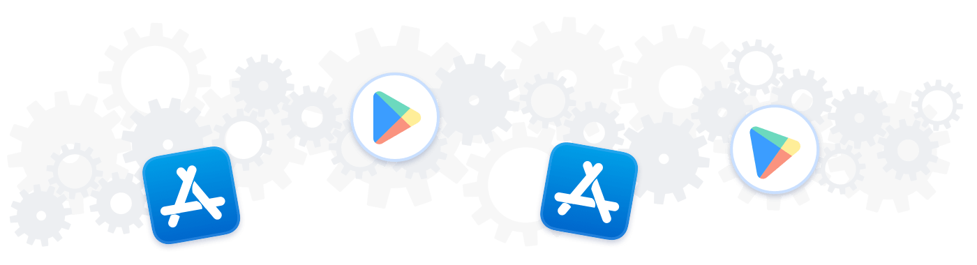 Icons for the Google Play Store and App Store