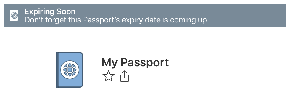 Alert showing expiring passport