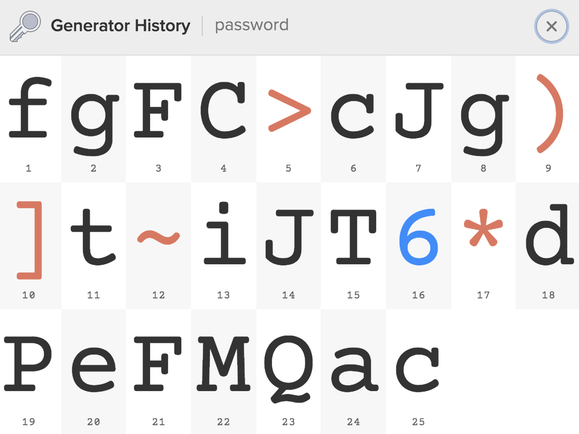 Large Type for a generated password