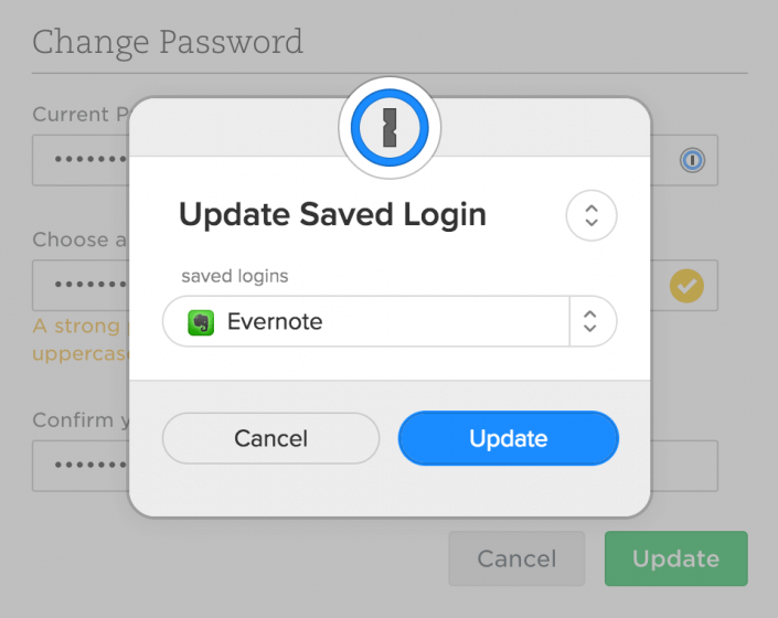 Updating the login saved for Evernote