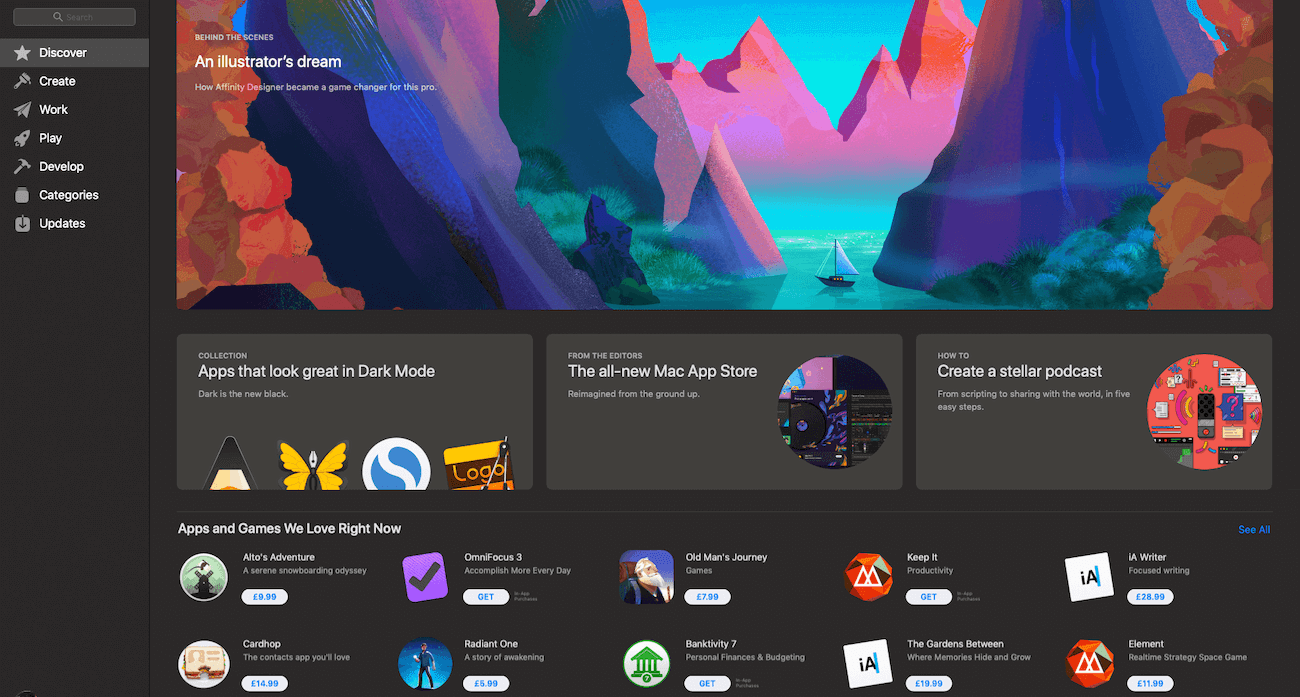 Mac App Store main view