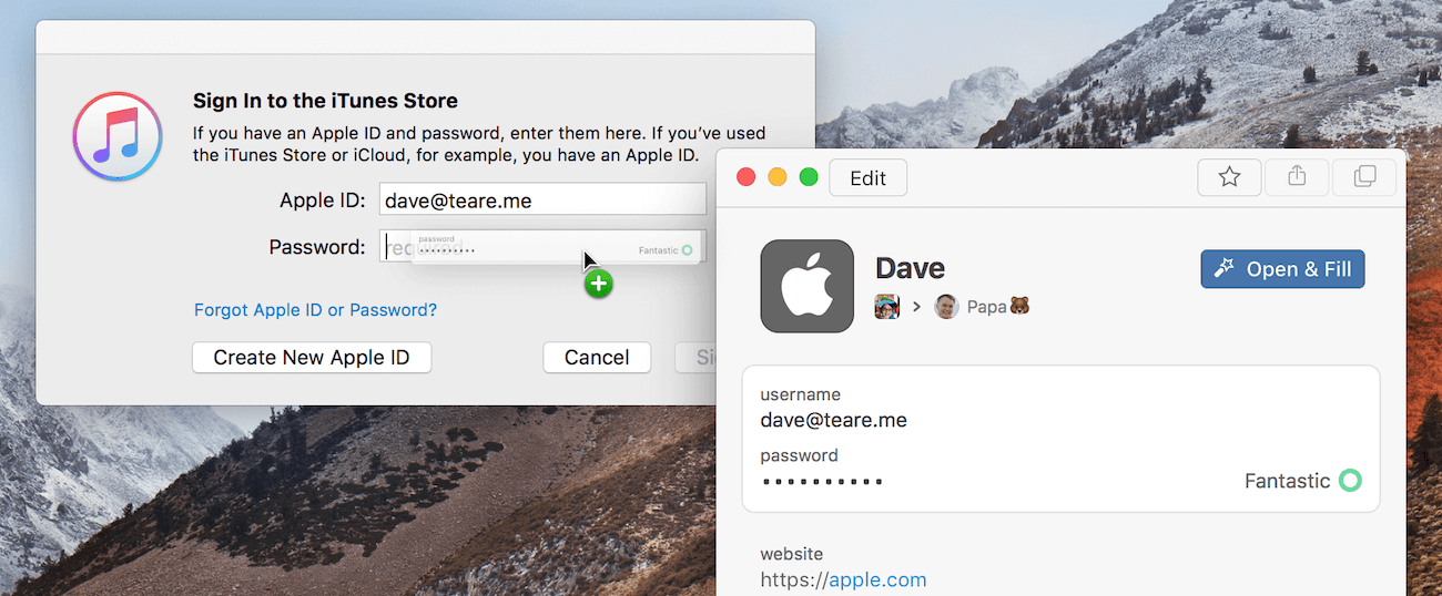 Drag and drop passwords from 1Password mini into iTunes