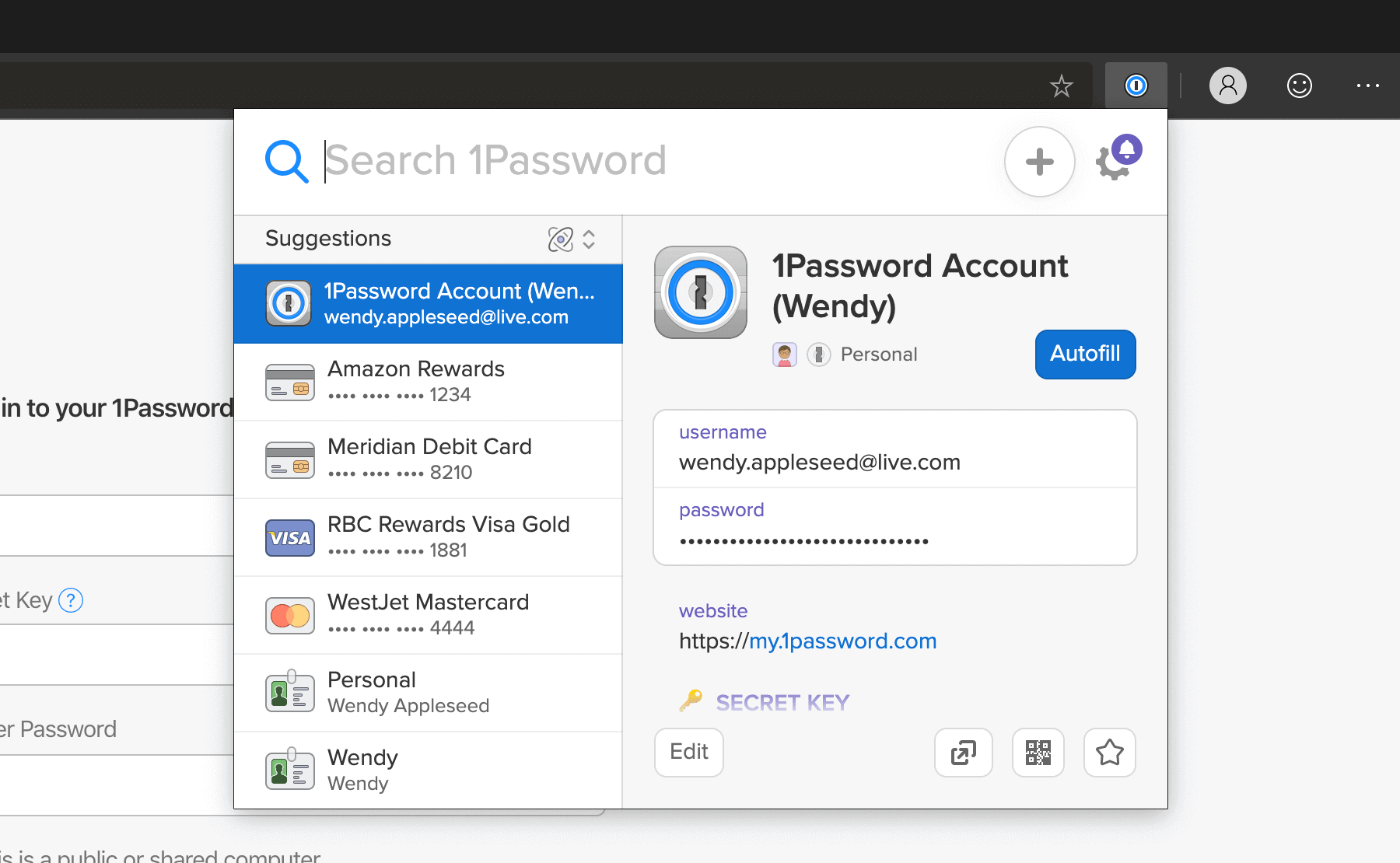 Microsoft Edge Privacy Dashboard - dark mode