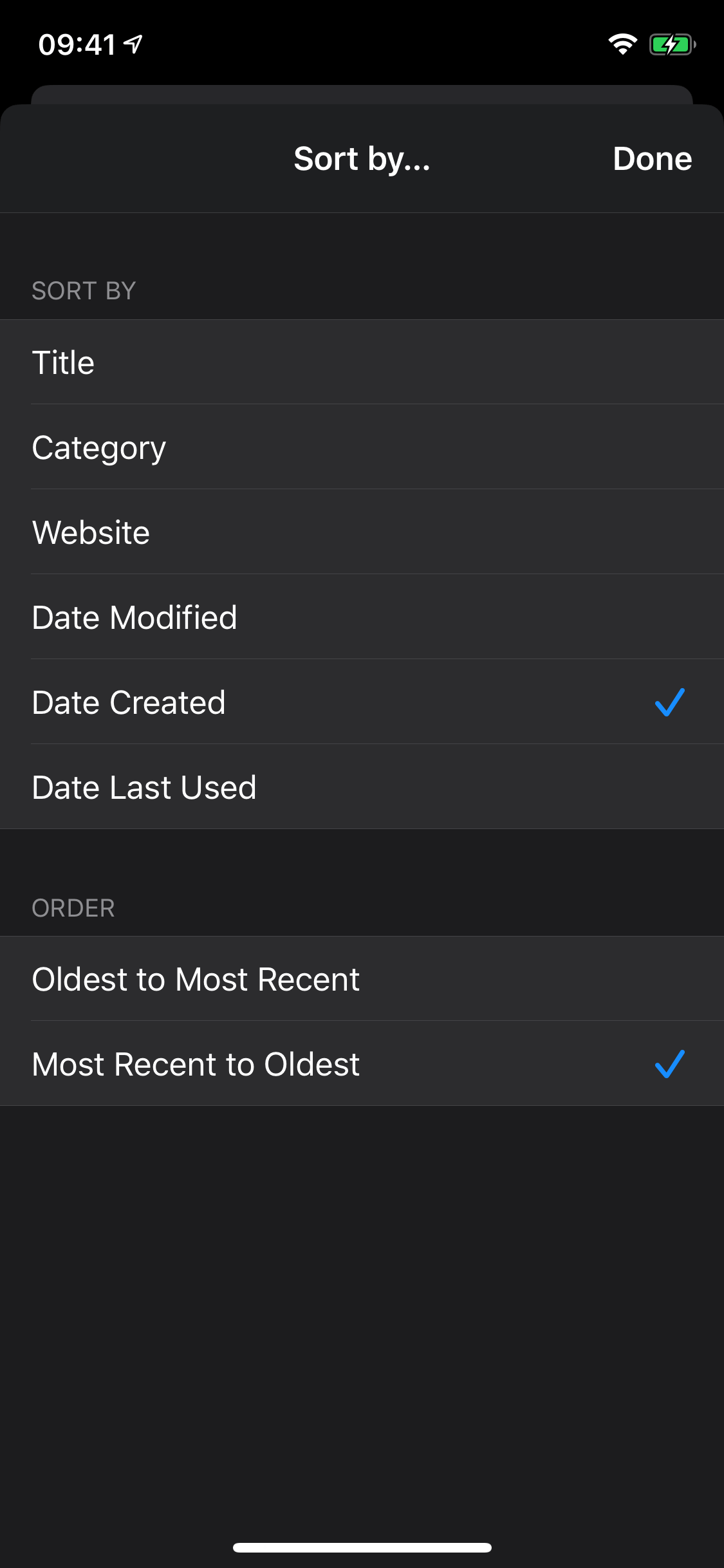 Sort by Date Created