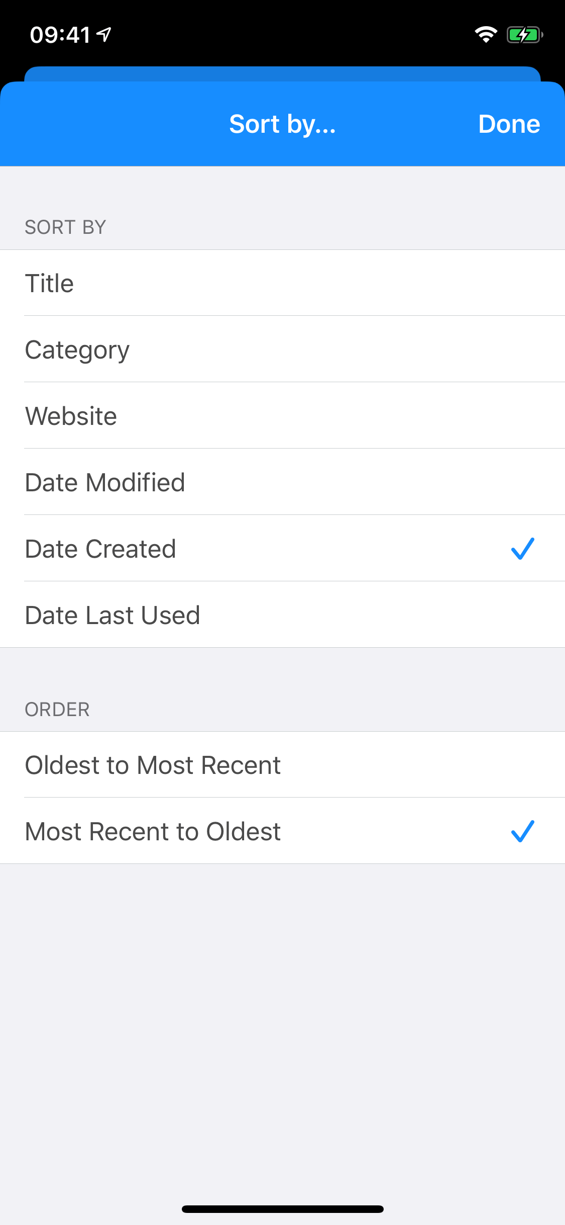 Sort by Date Created