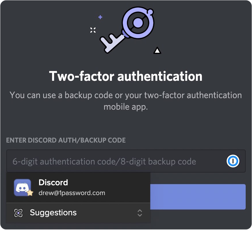 Image showing on-page login suggestions in dark mode