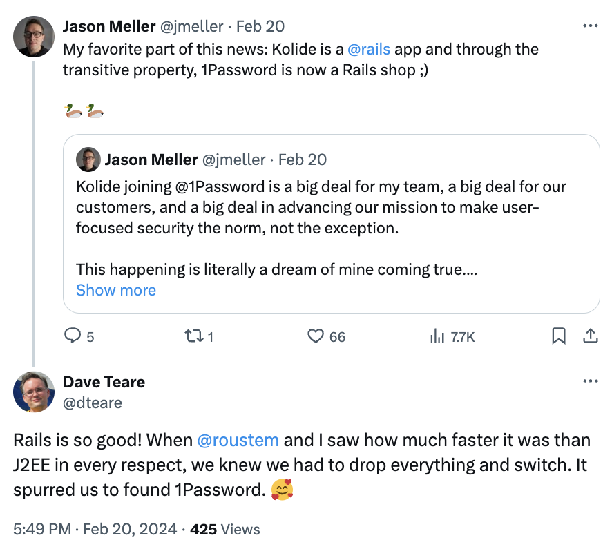 An exchange on X, formerly Twitter, between Jason Meller and Dave Teare.