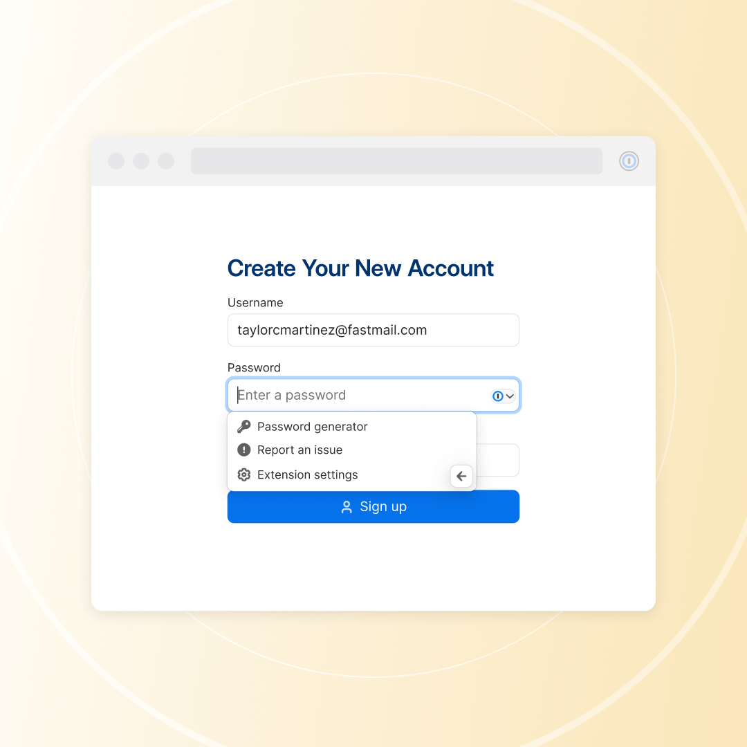 A prompt to sign in to 1Password with your email address.