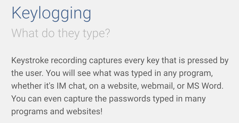 A screenshot of a keylogger definition.