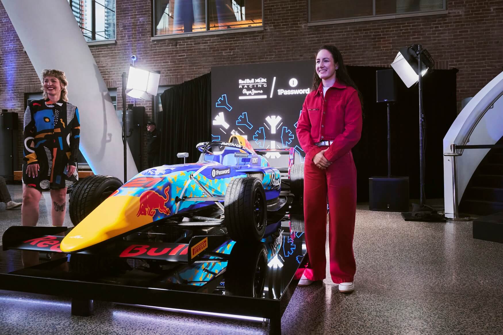 A photo of Alisha Palmowski and Kirsten McCrea after unveiling the livery design. A photo of Alisha Palmowski and Kirsten McCrea after unveiling the livery design.