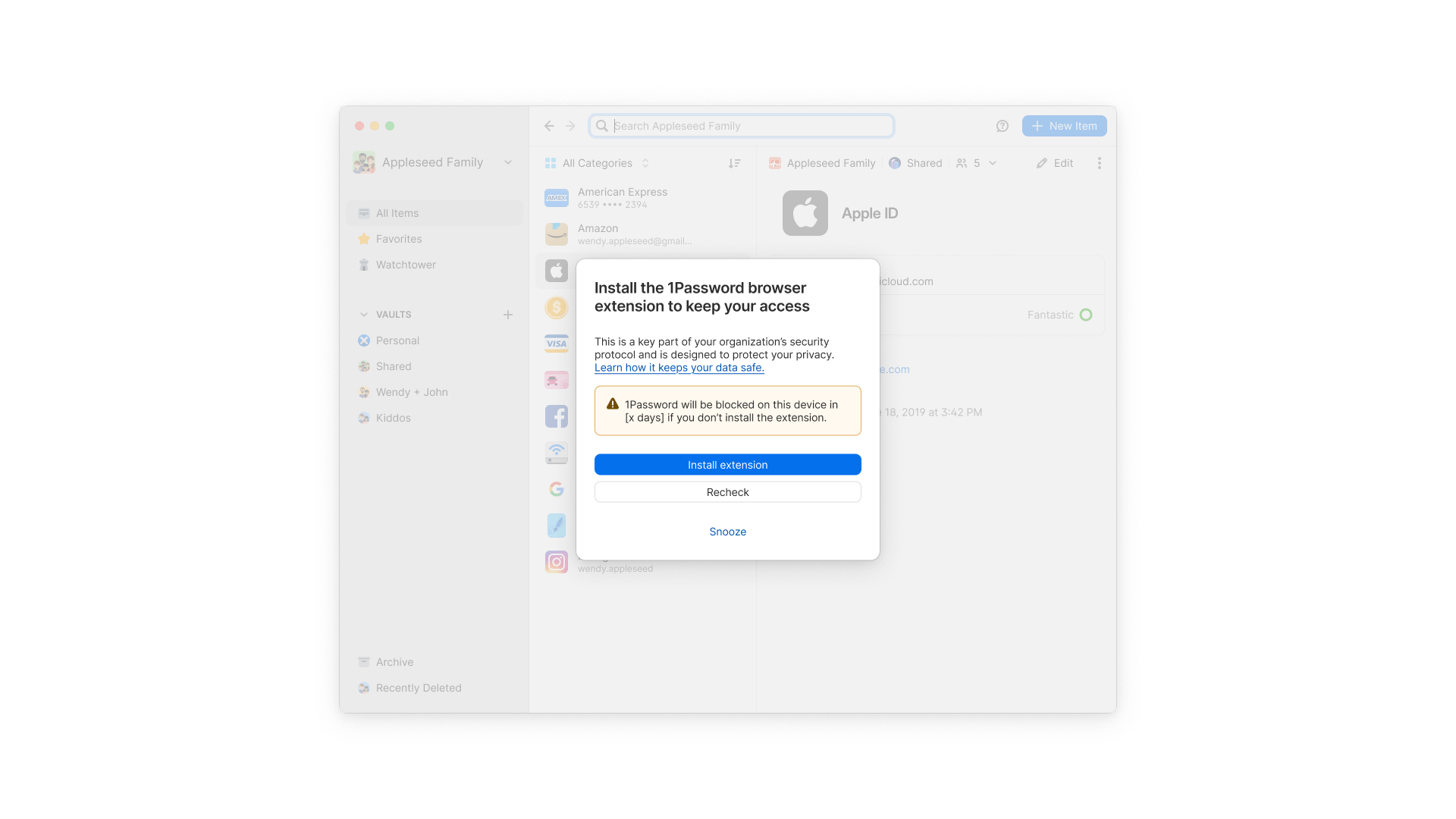 Instance 2: Initial 1Password desktop app modal.